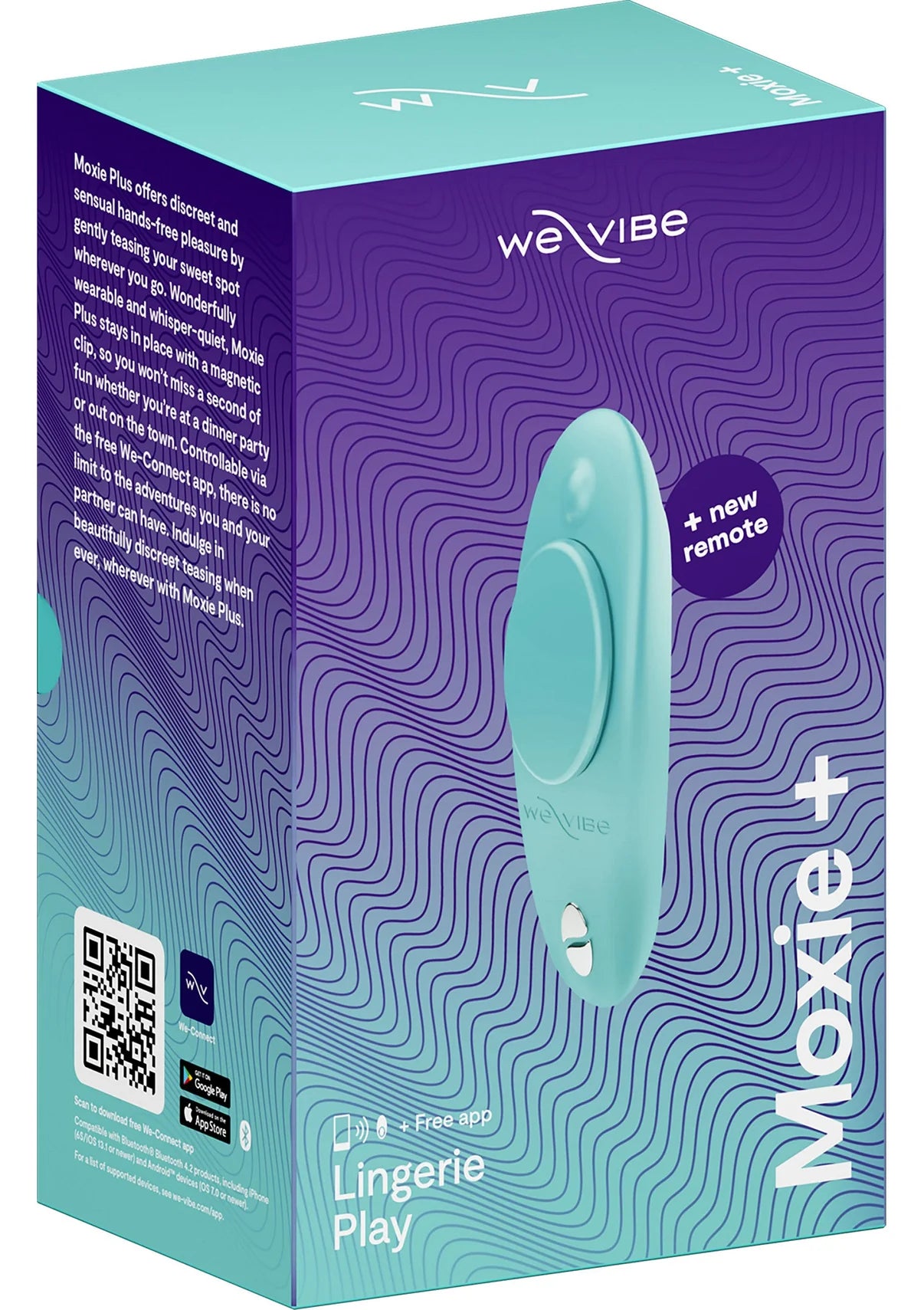 WE-VIBE | Moxie+ – Püksikuvibraator magnetkinnitusega ja äpi juhtimisega – Aqua / Must
