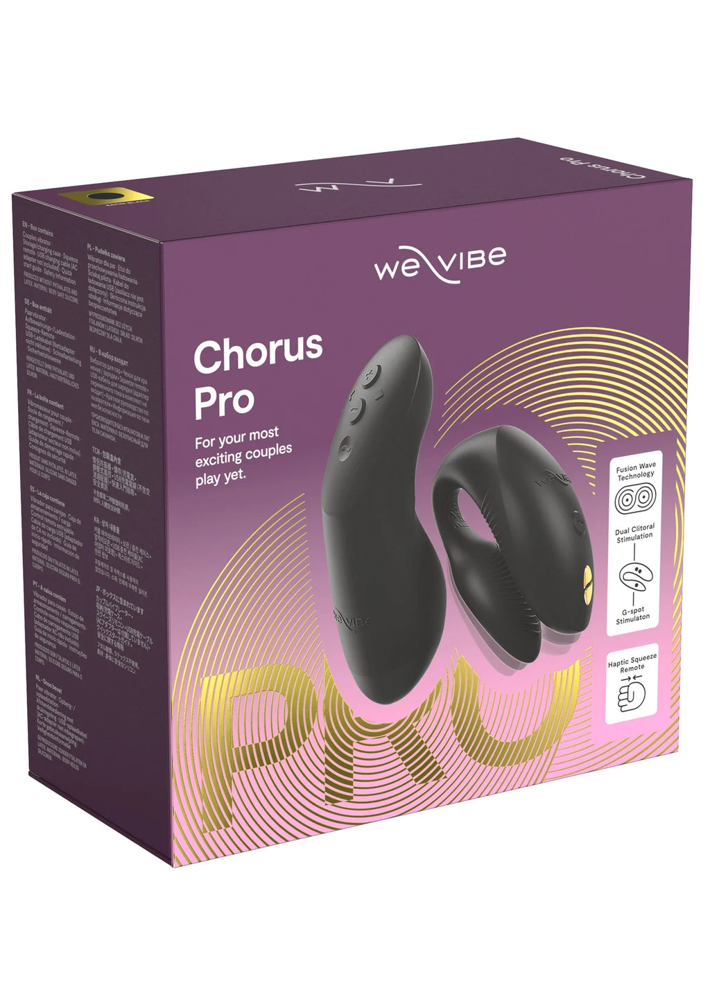 WE-VIBE | Chorus Pro – Paaride vibraator 3 mootoriga ja Haptic Squeeze puldiga – Must / Roosa / Lilla