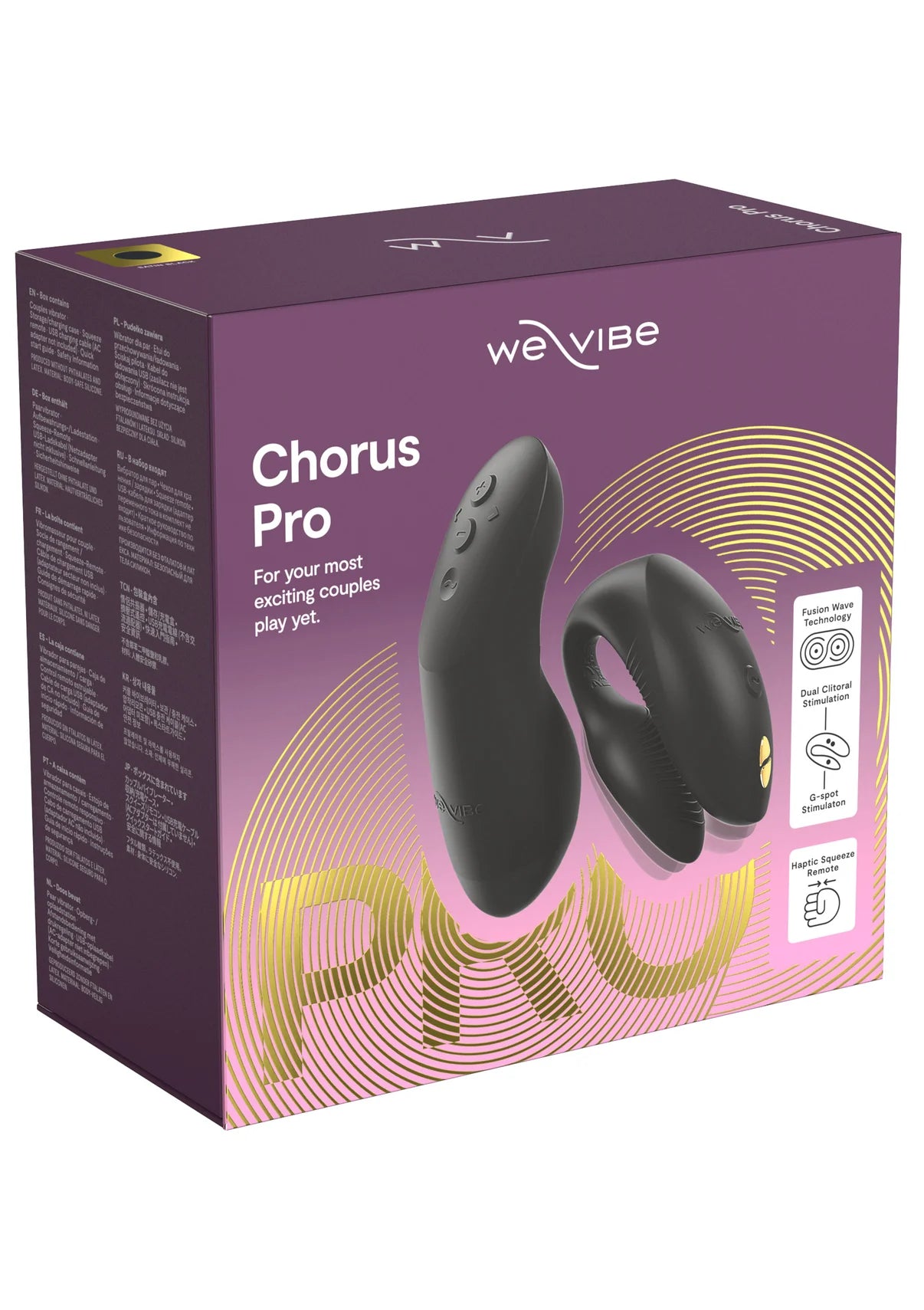 WE-VIBE | Chorus Pro – Paaride vibraator 3 mootoriga ja Haptic Squeeze puldiga – Must / Roosa / Lilla