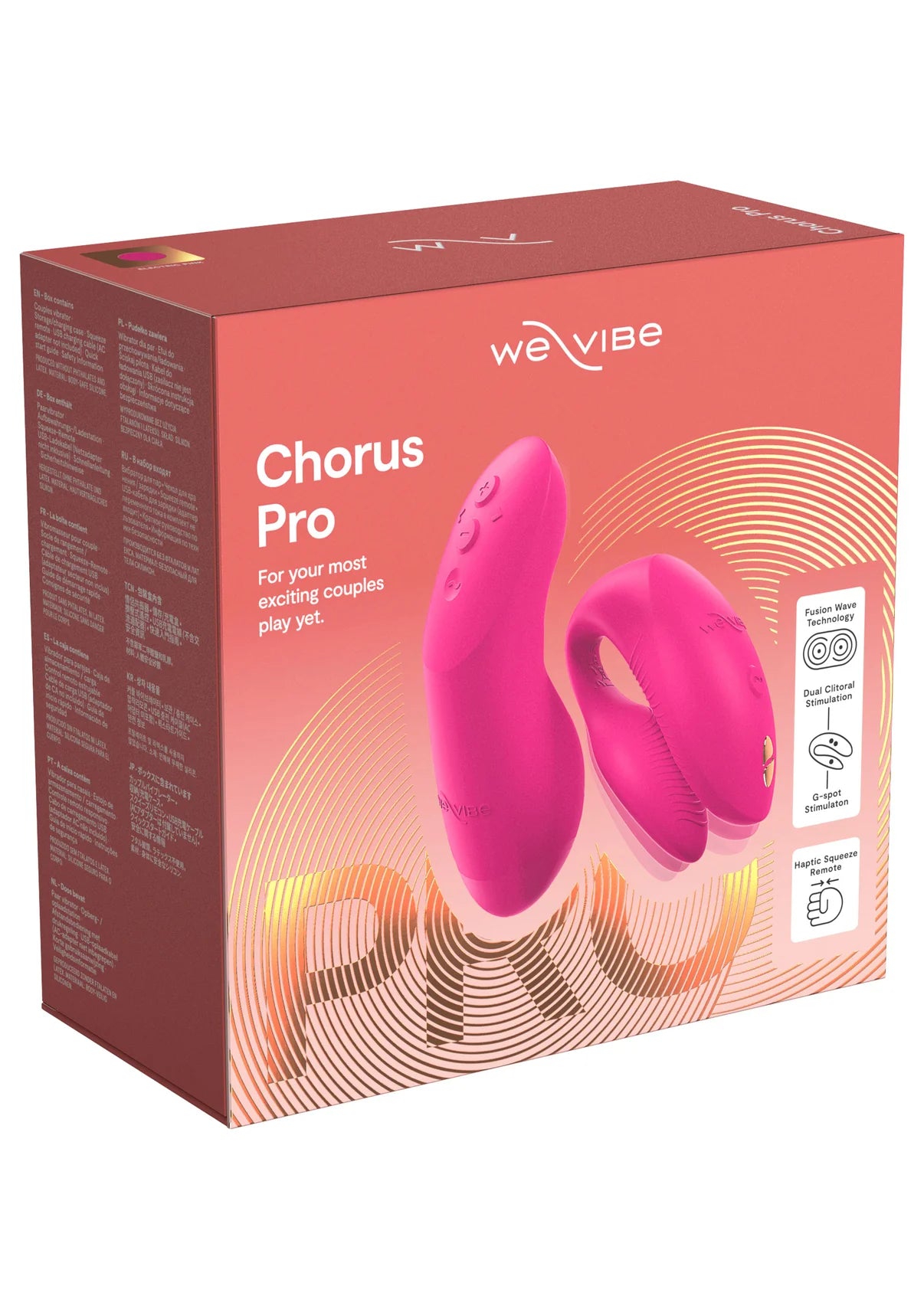 WE-VIBE | Chorus Pro – Paaride vibraator 3 mootoriga ja Haptic Squeeze puldiga – Must / Roosa / Lilla