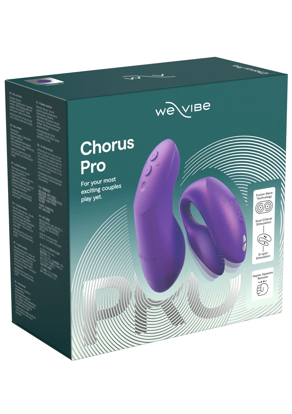 WE-VIBE | Chorus Pro – Paaride vibraator 3 mootoriga ja Haptic Squeeze puldiga – Must / Roosa / Lilla