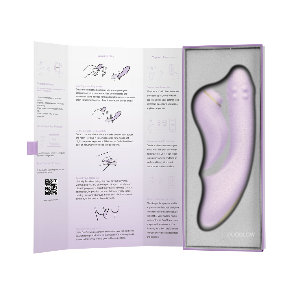 SVAKOM | DuoGlow – Thrusting Beaded Vibrator with Pulsating Stimulator – Heated, App-Enabled – Lilac