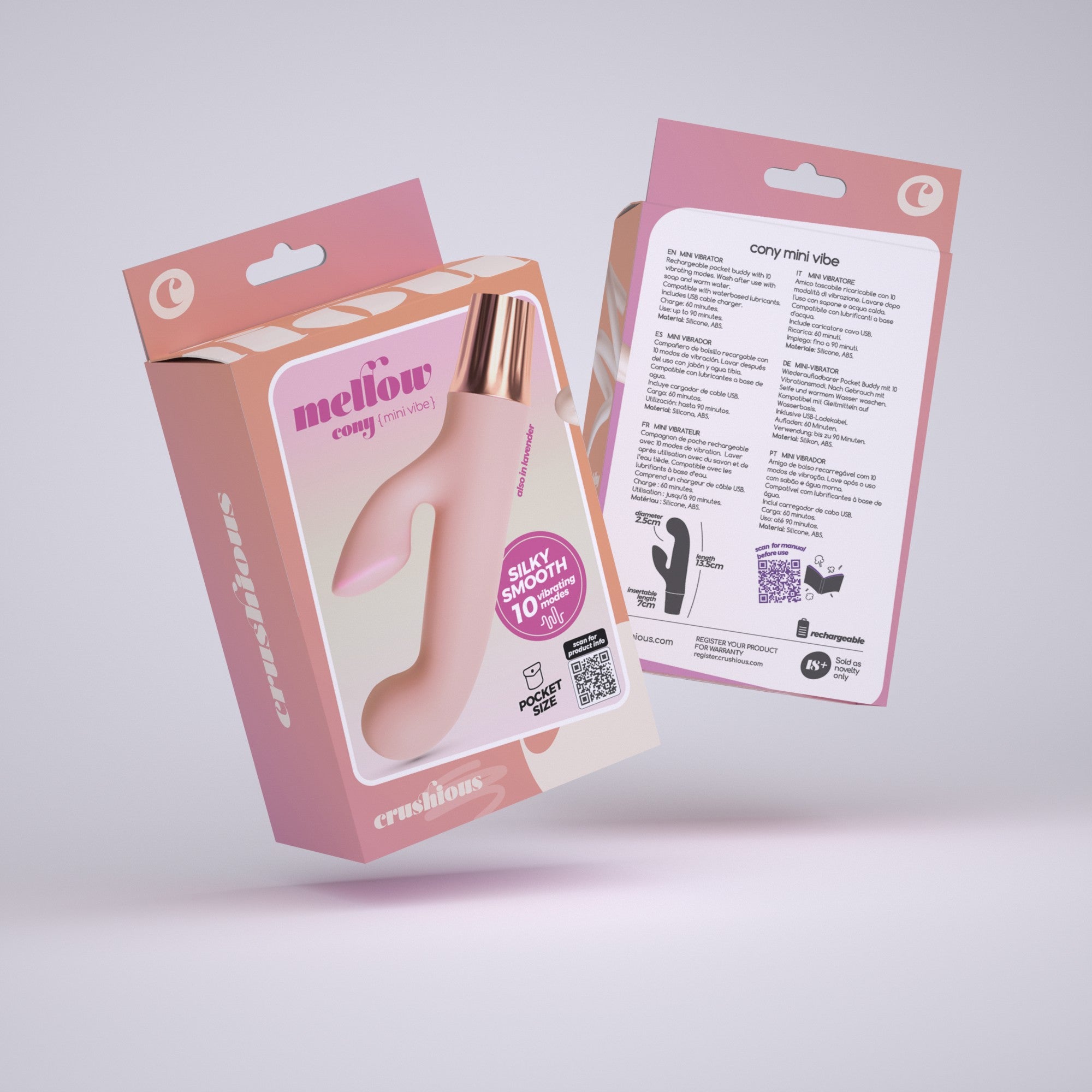 CRUSHIOUS | Mellow Cony – Rechargeable Mini Vibrator – Pink & Purple