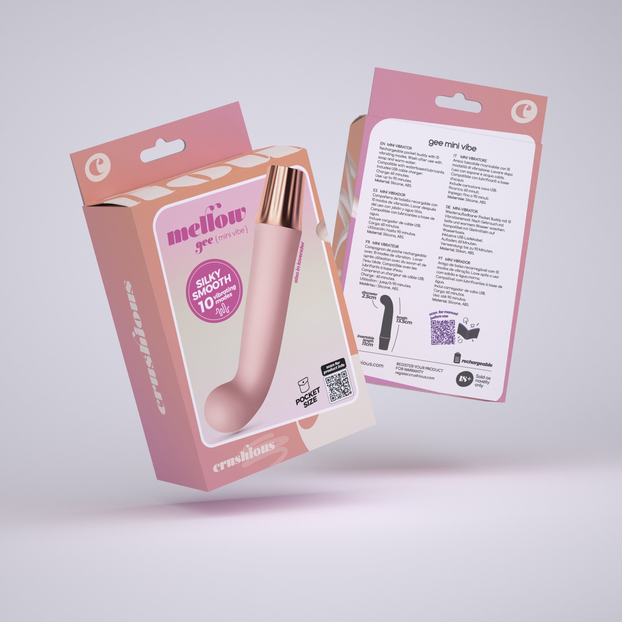CRUSHIOUS | Mellow Gee – Rechargeable Mini Vibrator – Pink & Purple