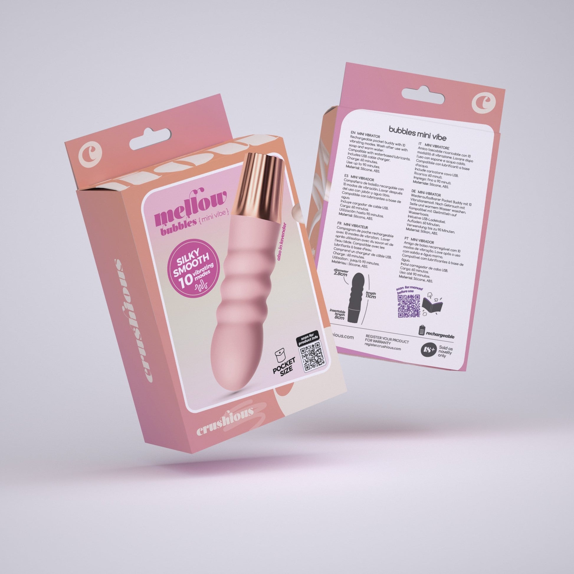 CRUSHIOUS | Mellow Bubbles – Rechargeable Mini Vibrator – Pink & Purple