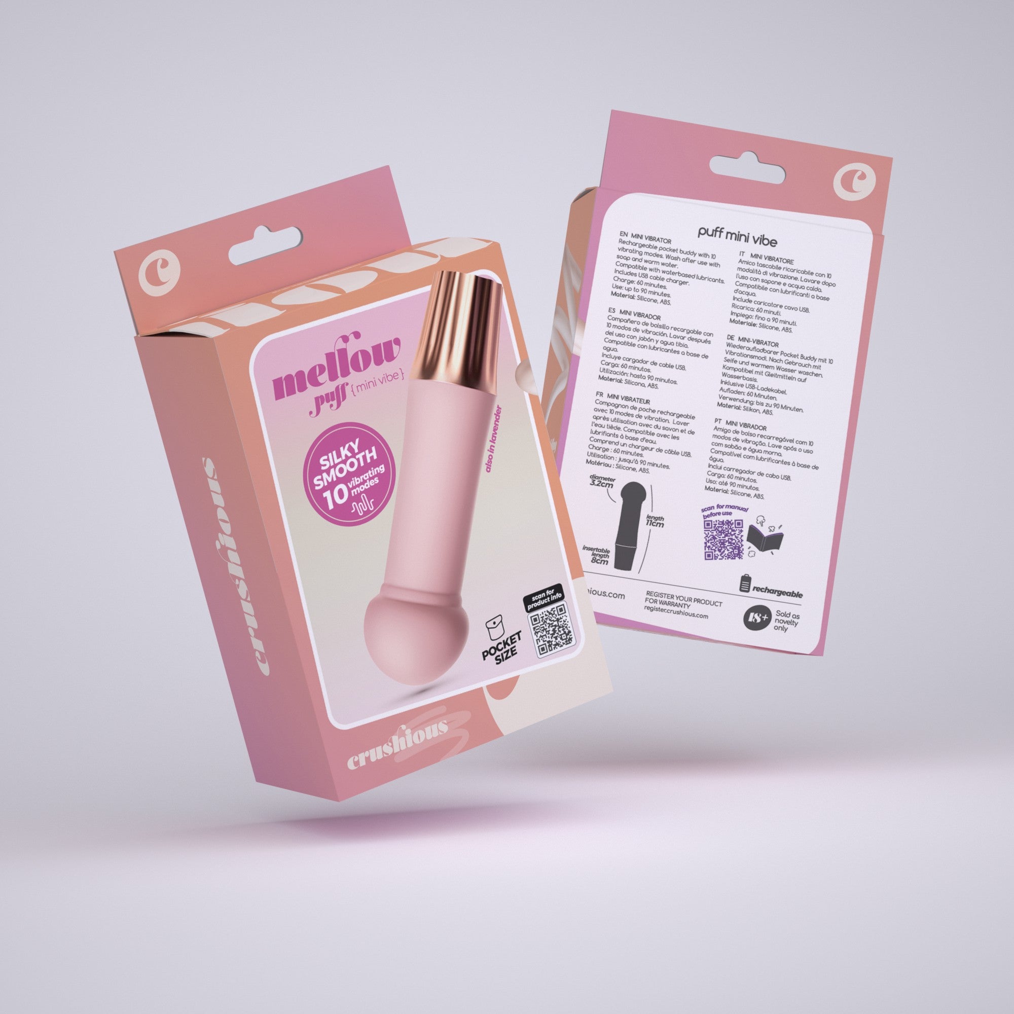 CRUSHIOUS | Mellow Puff – Rechargeable Mini Vibrator – Pink & Purple
