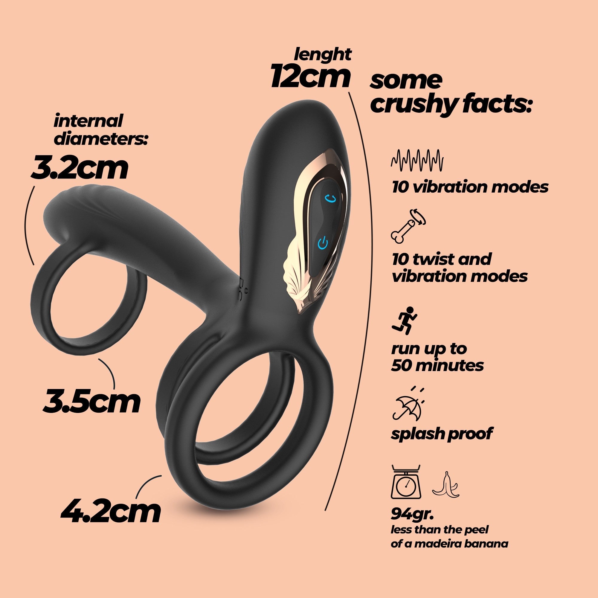 CRUSHIOUS | Tornado – Vibrating Rotating Penis Ring with Remote Control
