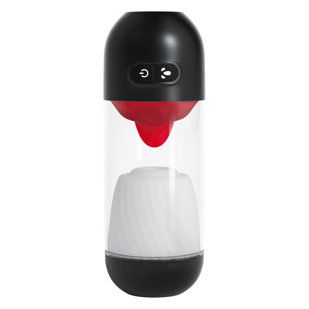 CRUSHIOUS | Slurpy – Noņemams 2-in-1 masturbators ar mēles stimulatoru, rotāciju un vibrāciju – 22 cm