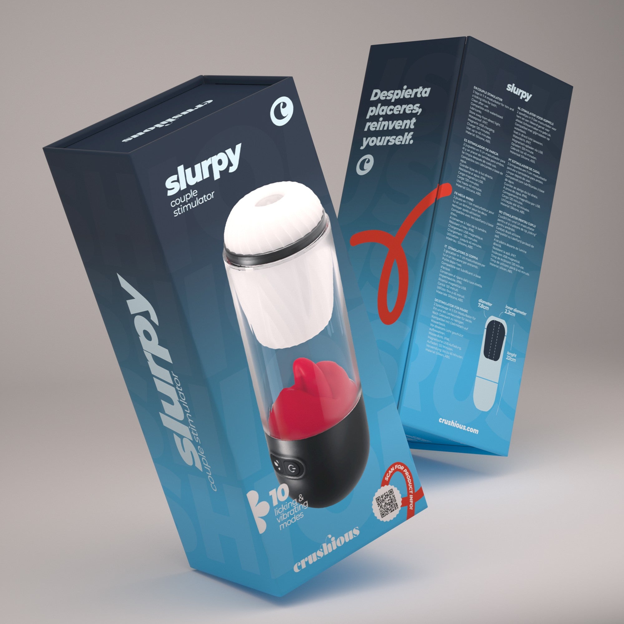 CRUSHIOUS | Slurpy – 2-in-1 Detachable Masturbator with Tongue Stimulator 22 cm