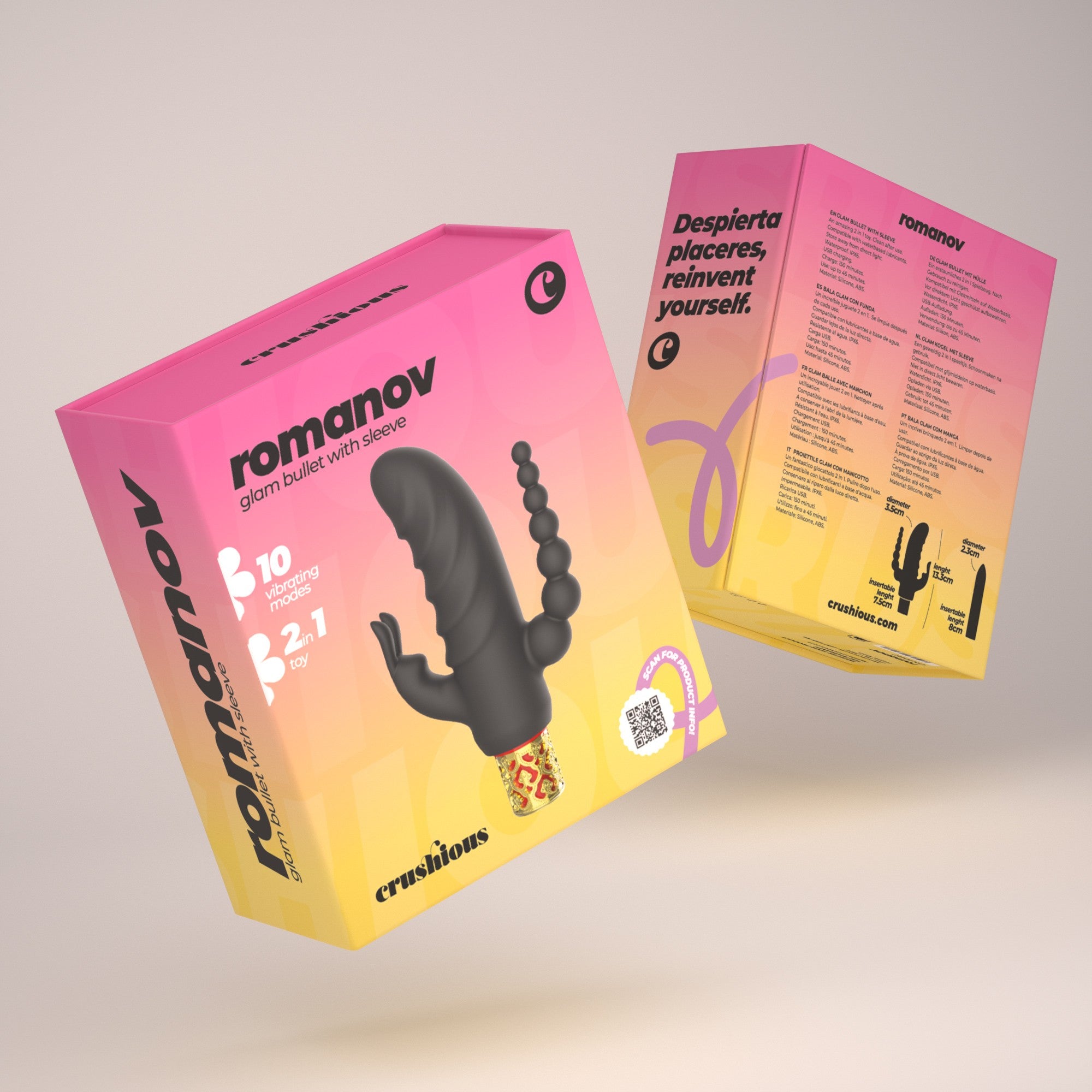 CRUSHIOUS | Romanov – 2-in-1 Classic Bullet Vibrator with Removable Silicone Sleeve 13.3 cm