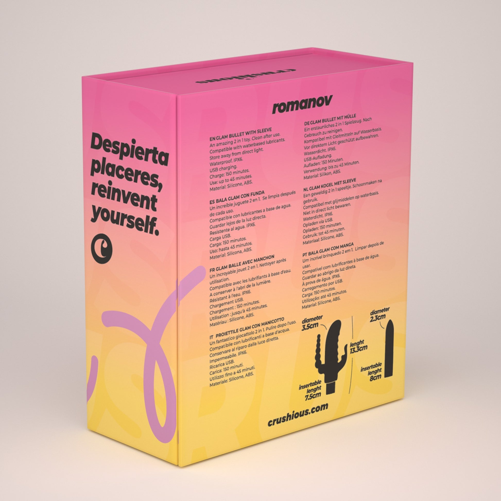 CRUSHIOUS | Romanov – Klassinen bullet-vibraattori irrotettavalla silikonisuojalla (2-in-1) – 13,3 cm