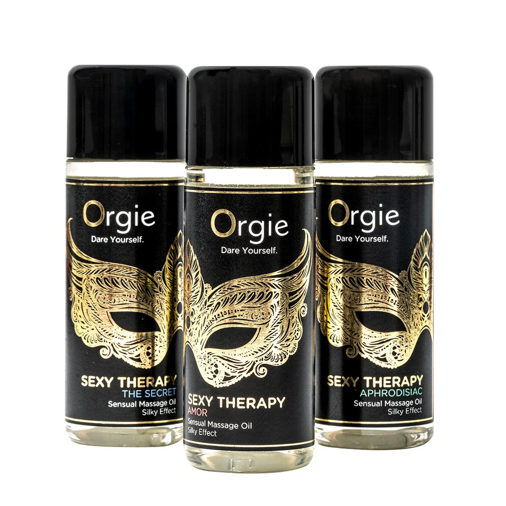 ORGIE | Aistillisten hierontaöljyjen setti Sexy Therapy – Silk-vaikutus – Minikoko 3 x 30 ml