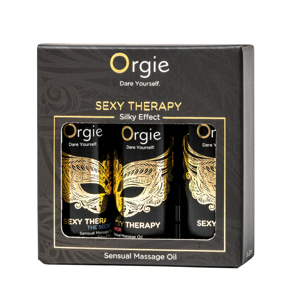 ORGIE | Aistillisten hierontaöljyjen setti Sexy Therapy – Silk-vaikutus – Minikoko 3 x 30 ml