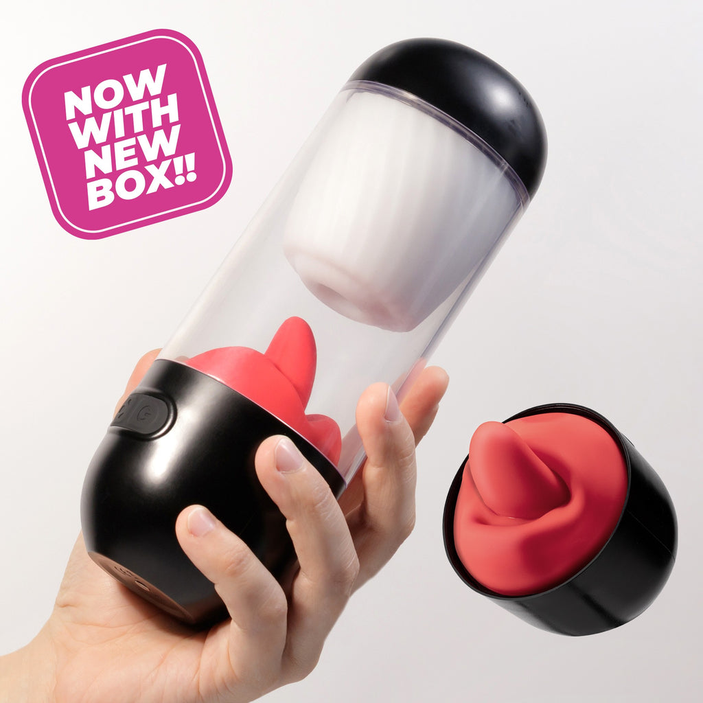 CRUSHIOUS | Slurpy – Noņemams 2-in-1 masturbators ar mēles stimulatoru, rotāciju un vibrāciju – 22 cm