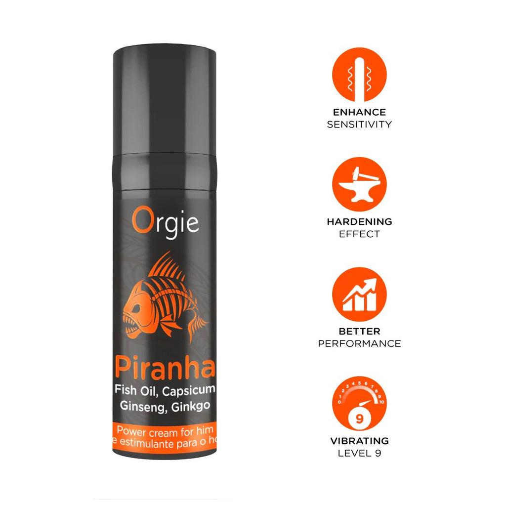 ORGIE | Julge Hammustus – Piranha Power Stimuleeriv Kreem Meestele (15 ml)