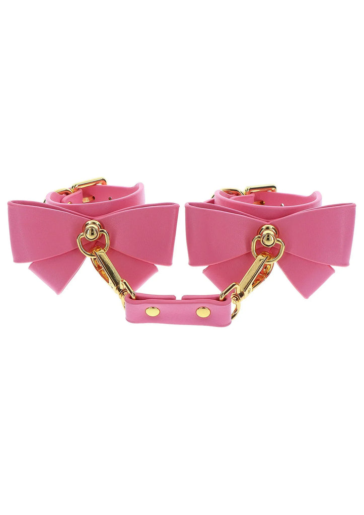 TABOOM | Malibu Wrist Cuffs – Playful Pink Vegan Leather Bondage Cuffs