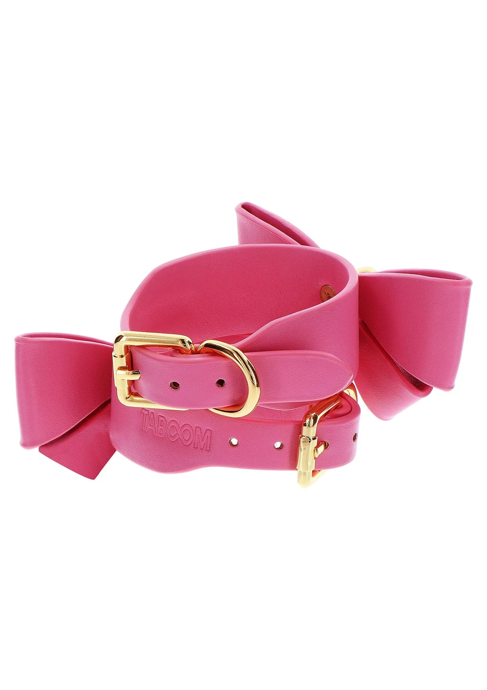 TABOOM | Malibu Wrist Cuffs – Playful Pink Vegan Leather Bondage Cuffs