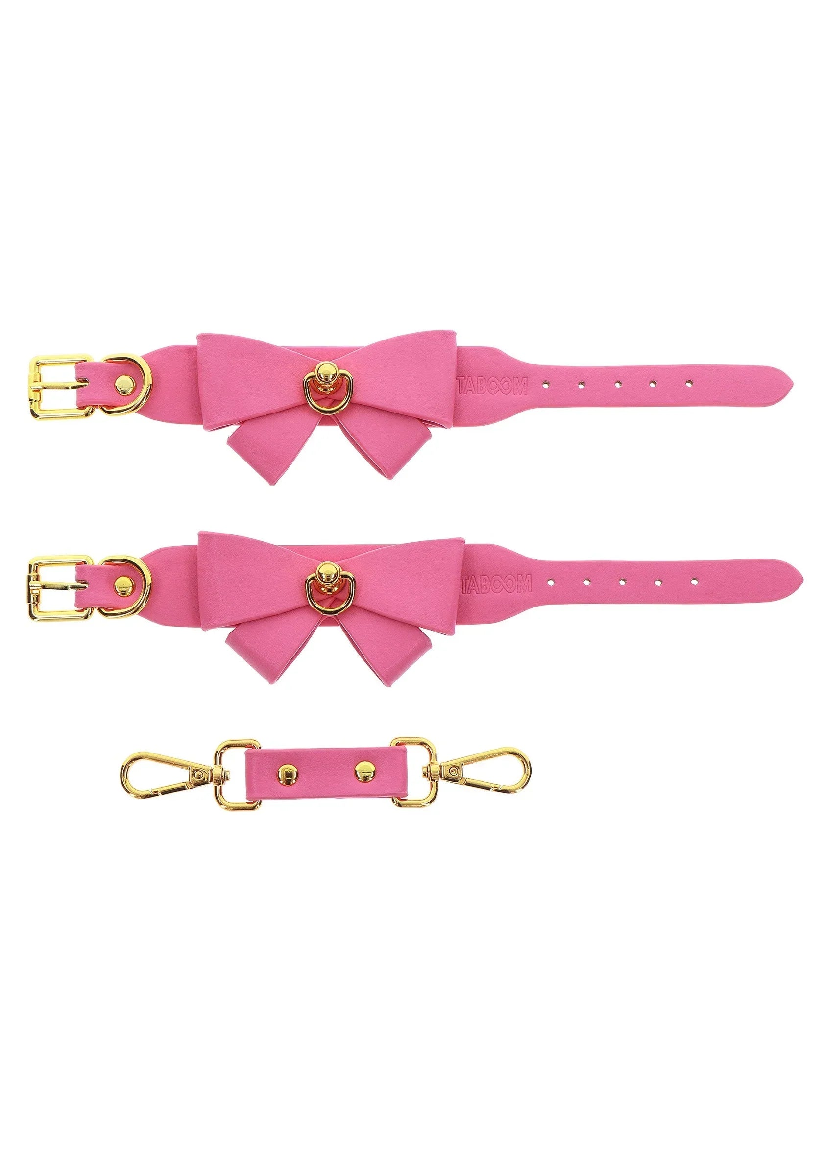 TABOOM | Malibu Wrist Cuffs – Playful Pink Vegan Leather Bondage Cuffs
