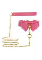 TABOOM | Malibu Collar and Leash – Pink Vegan Leather Bondage Set with Bow
