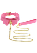 TABOOM | Malibu Collar and Leash – Pink Vegan Leather Bondage Set with Bow
