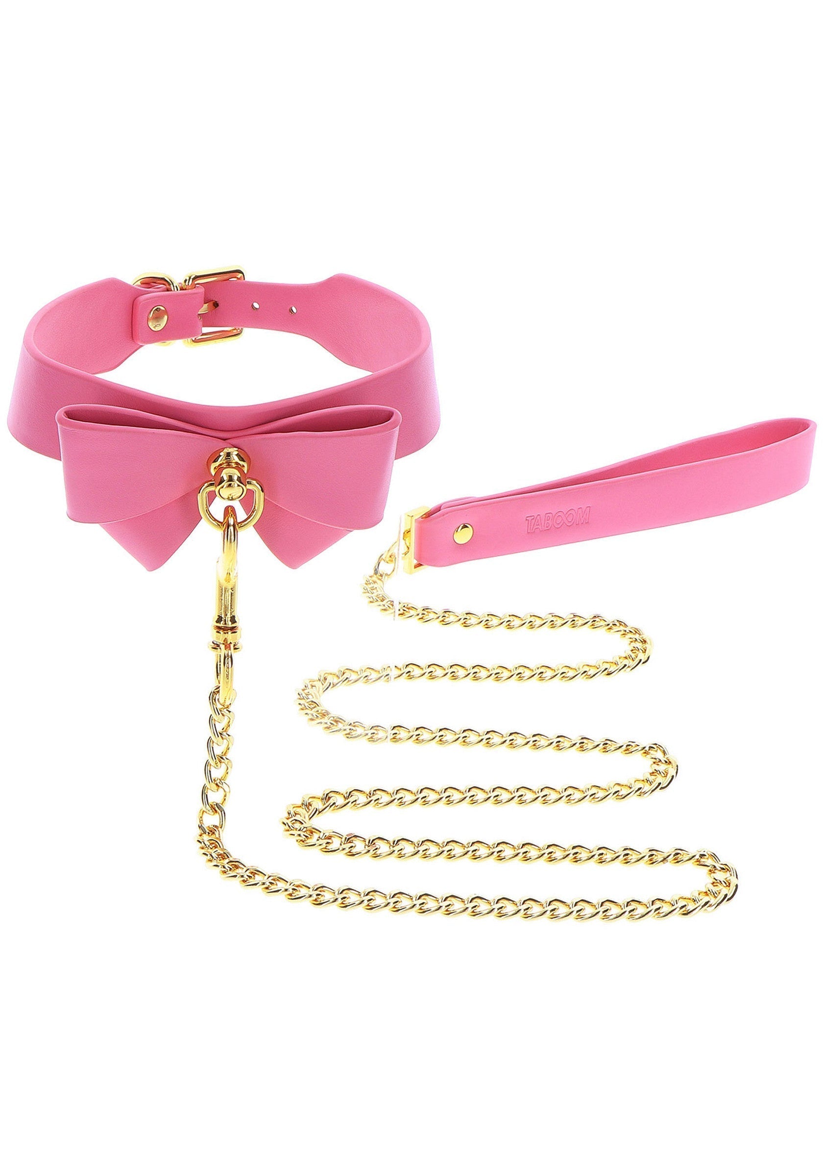 TABOOM | Malibu Collar and Leash – Pink Vegan Leather Bondage Set with Bow