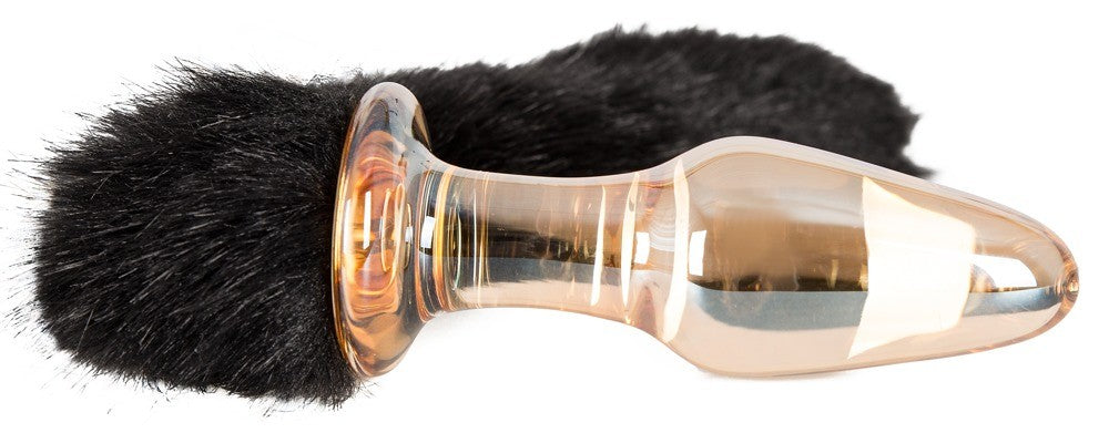 PLUG ANAL EN VIDRIO CON COLA NEGRA
