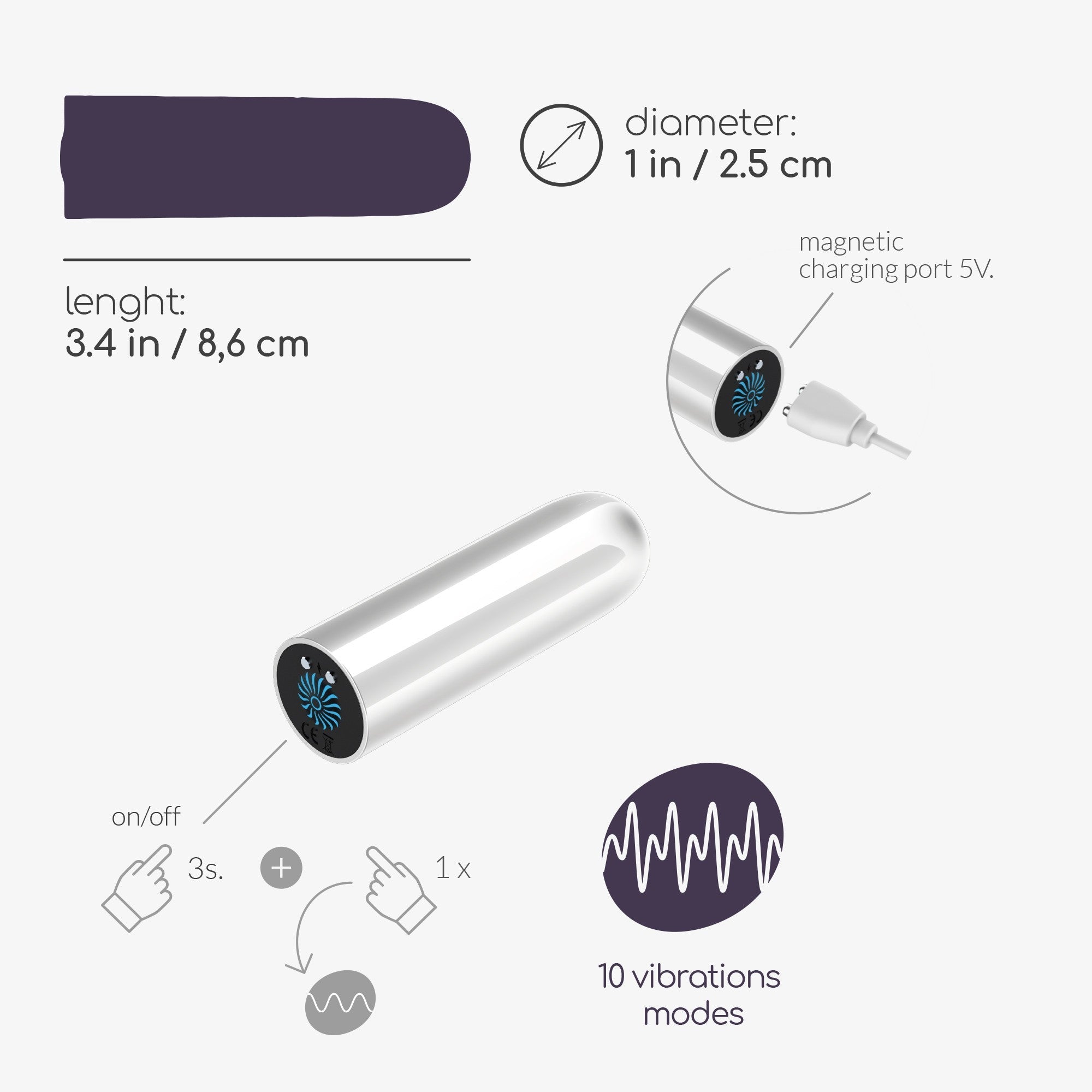 CRUSHIOUS | Quackers – Rechargeable Mini Bullet Vibrator 8.6 cm