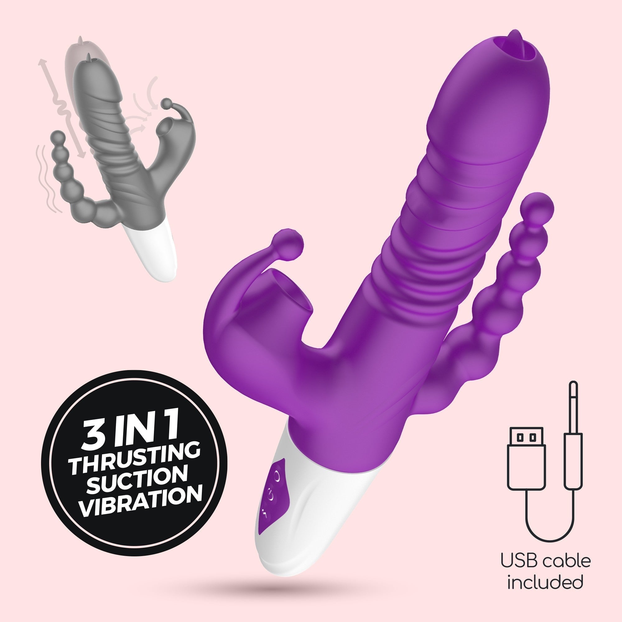 CRUSHIOUS | Wrangler – 3-in-1 Thrusting Suction Vibrator 23 cm
