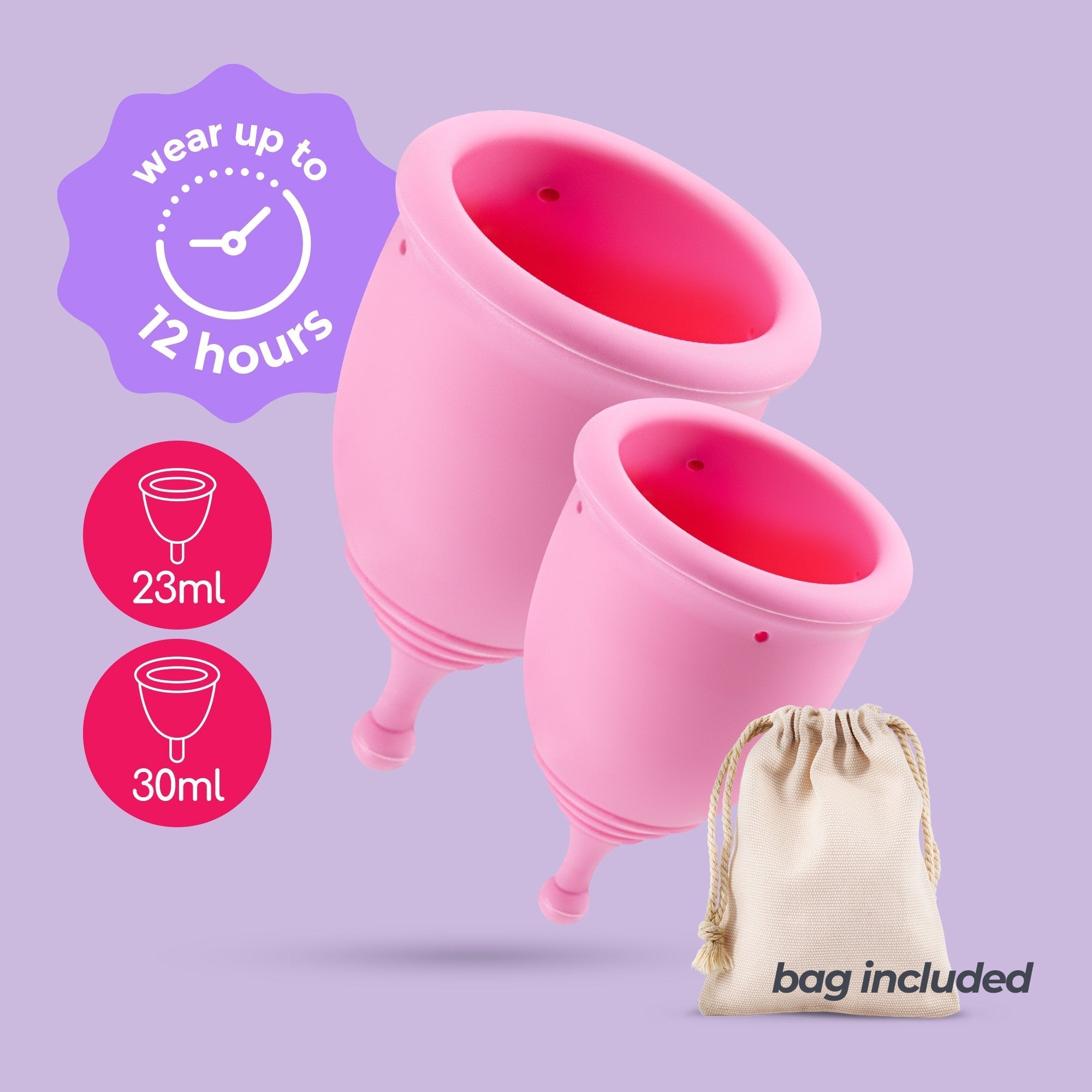 CRUSHIOUS | Minerva S + L Menstrual Cup Set – 2 Sizes – With Pouch or With Toy Cleaner