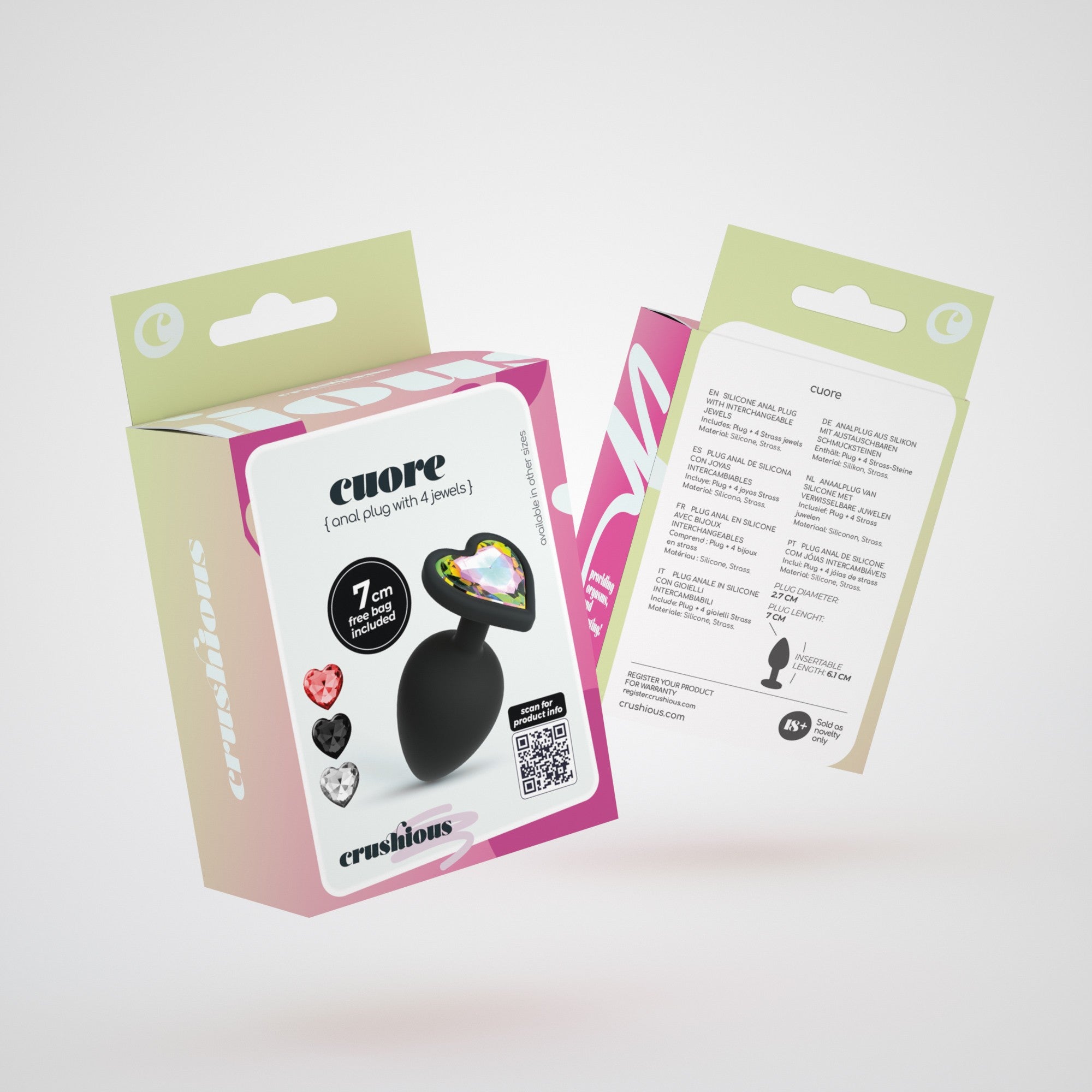 CRUSHIOUS | Cuore – Silicone Anal Plug with Interchangeable Gems