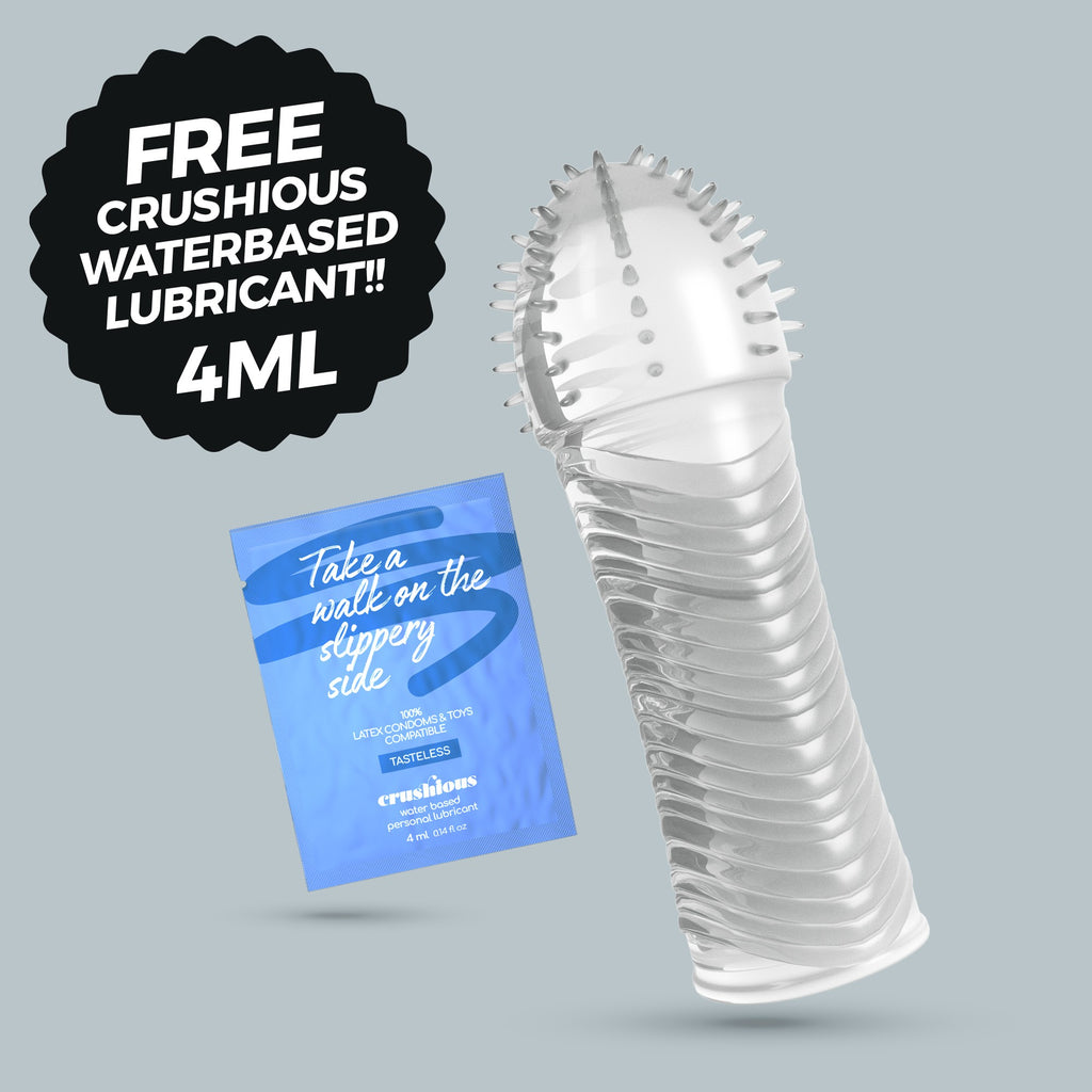 Ribbed läbipaistev peeniseümbris + libesti  Crushious 