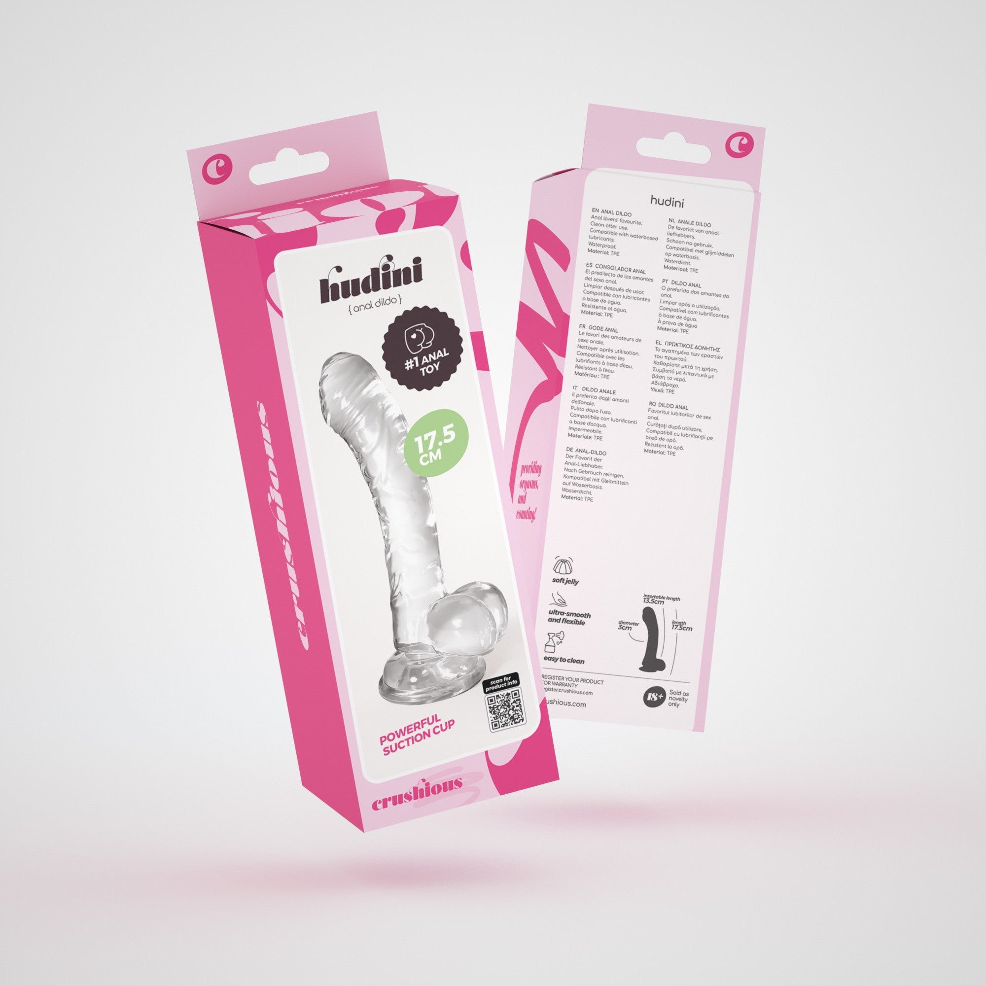 CRUSHIOUS | Hudini – Flexible Jelly Dildo with Suction Base