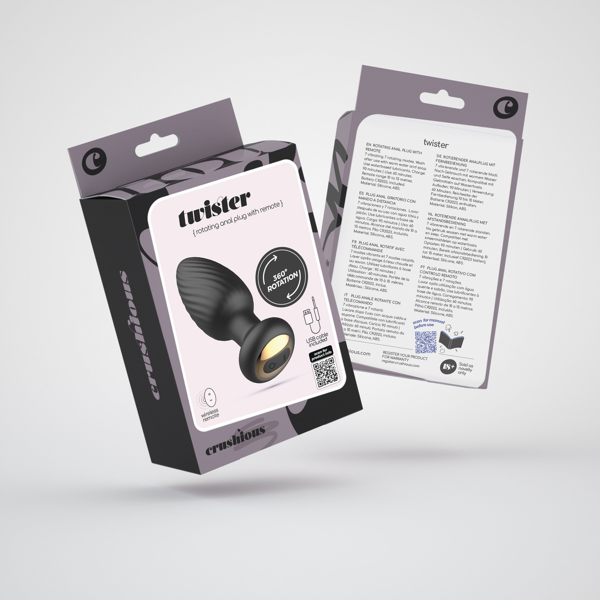 CRUSHIOUS | Twister – Rotating Vibrating Anal Plug with Remote