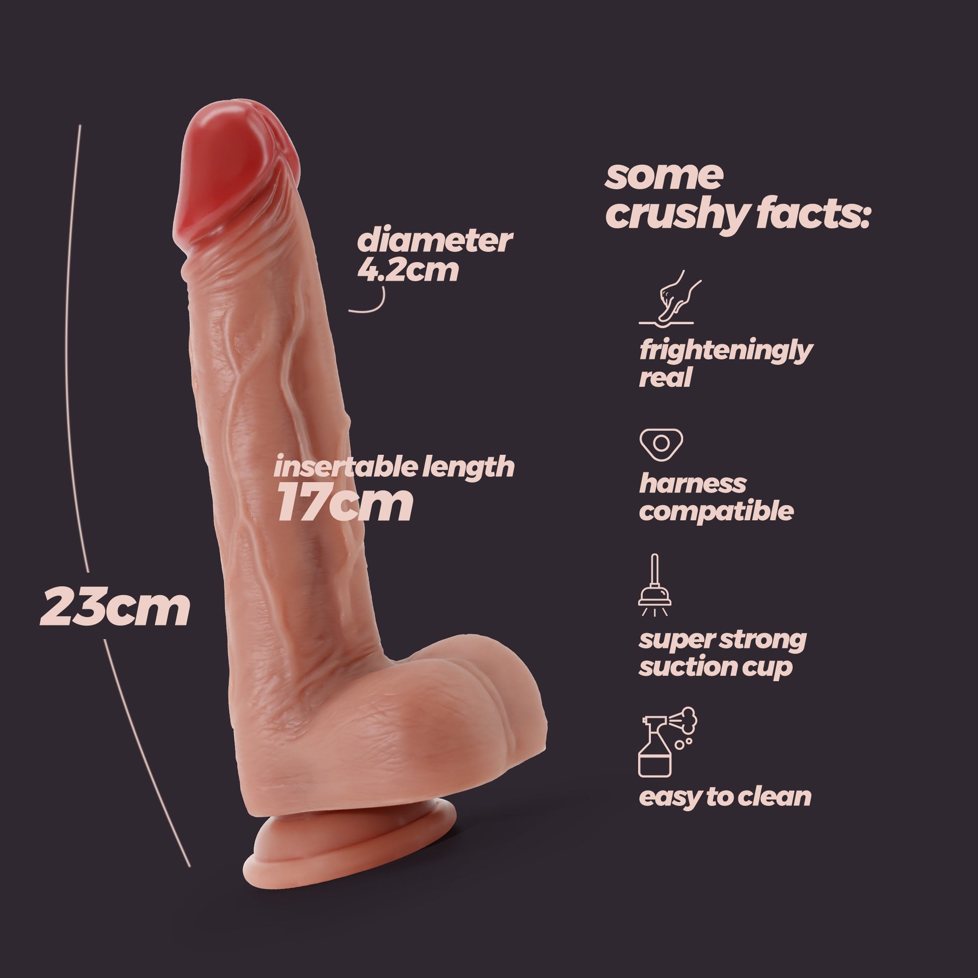 Inviktus Flesh ülirealistlik silikoonist dildo Crushious