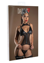 Daring Intimates | Naughty Whispers – Wetlook Zipper Cami Garter Set – S/M & L/XL