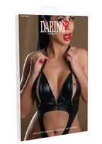 Daring Intimates | Naughty Whispers – High-Waist Wetlook Bodysuit with Zipper – S/M & L/XL
