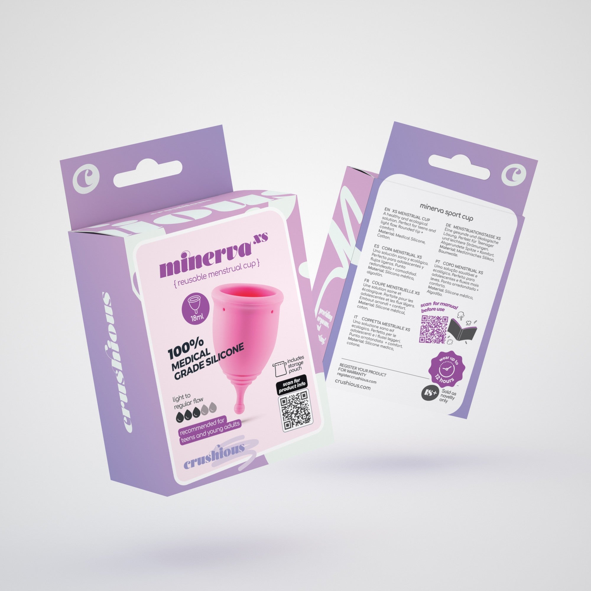 CRUSHIOUS | Minerva XS Menstrual Cup – Medical Silicone – With Pouch or With Toy Cleaner