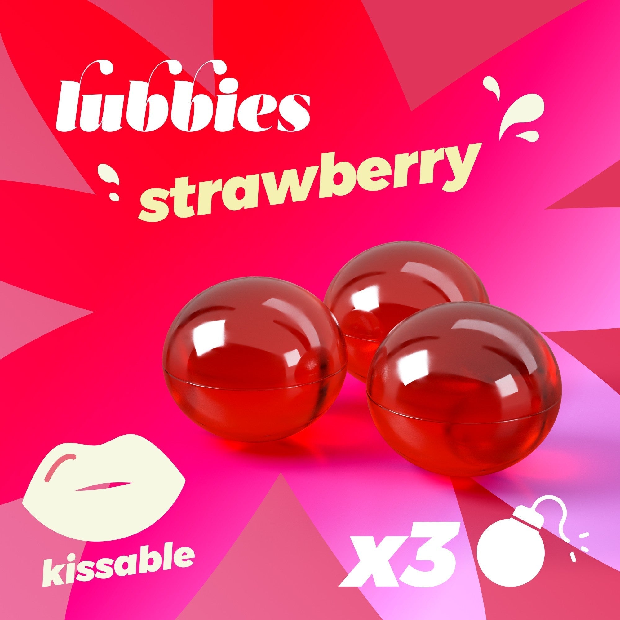 CRUSHIOUS | Lubbies – Strawberry Massage Oil Balls – 3 Balls