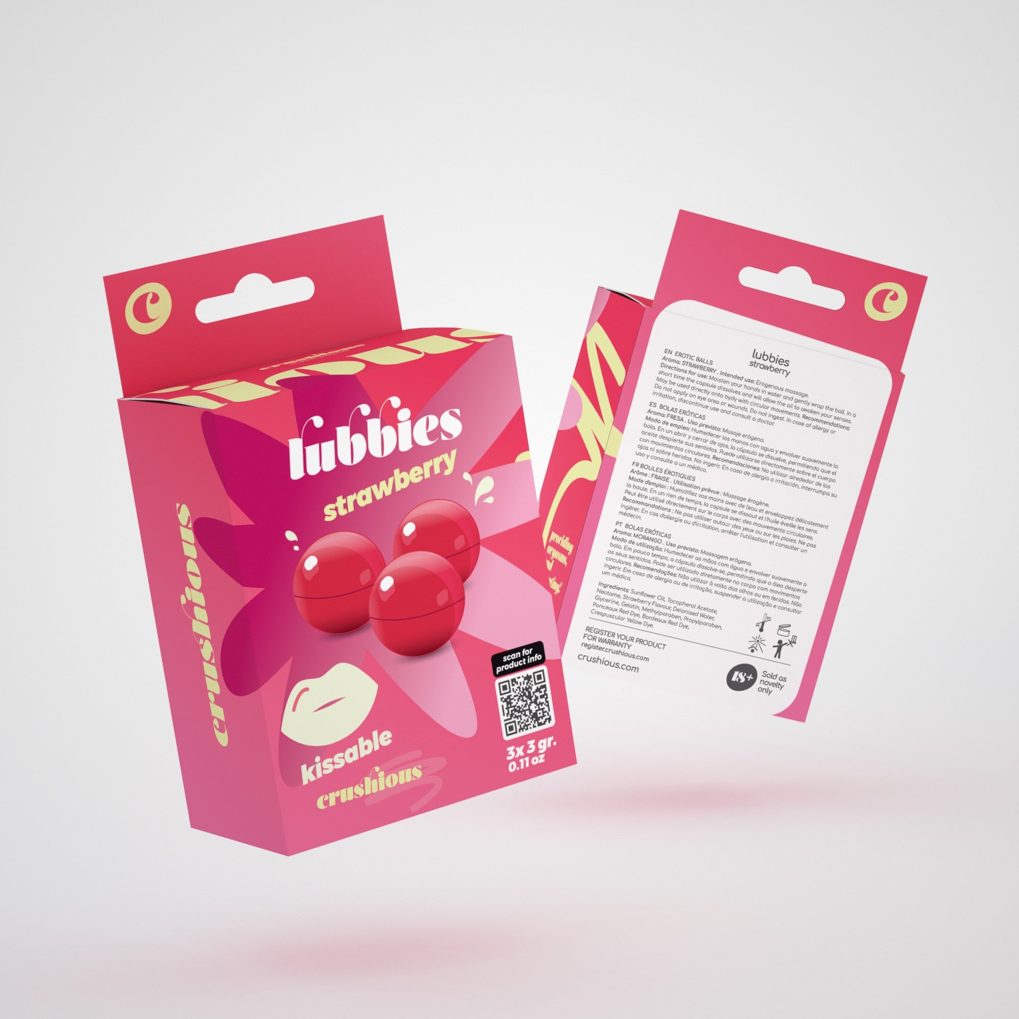 CRUSHIOUS | Lubbies – Strawberry Massage Oil Balls – 3 Balls