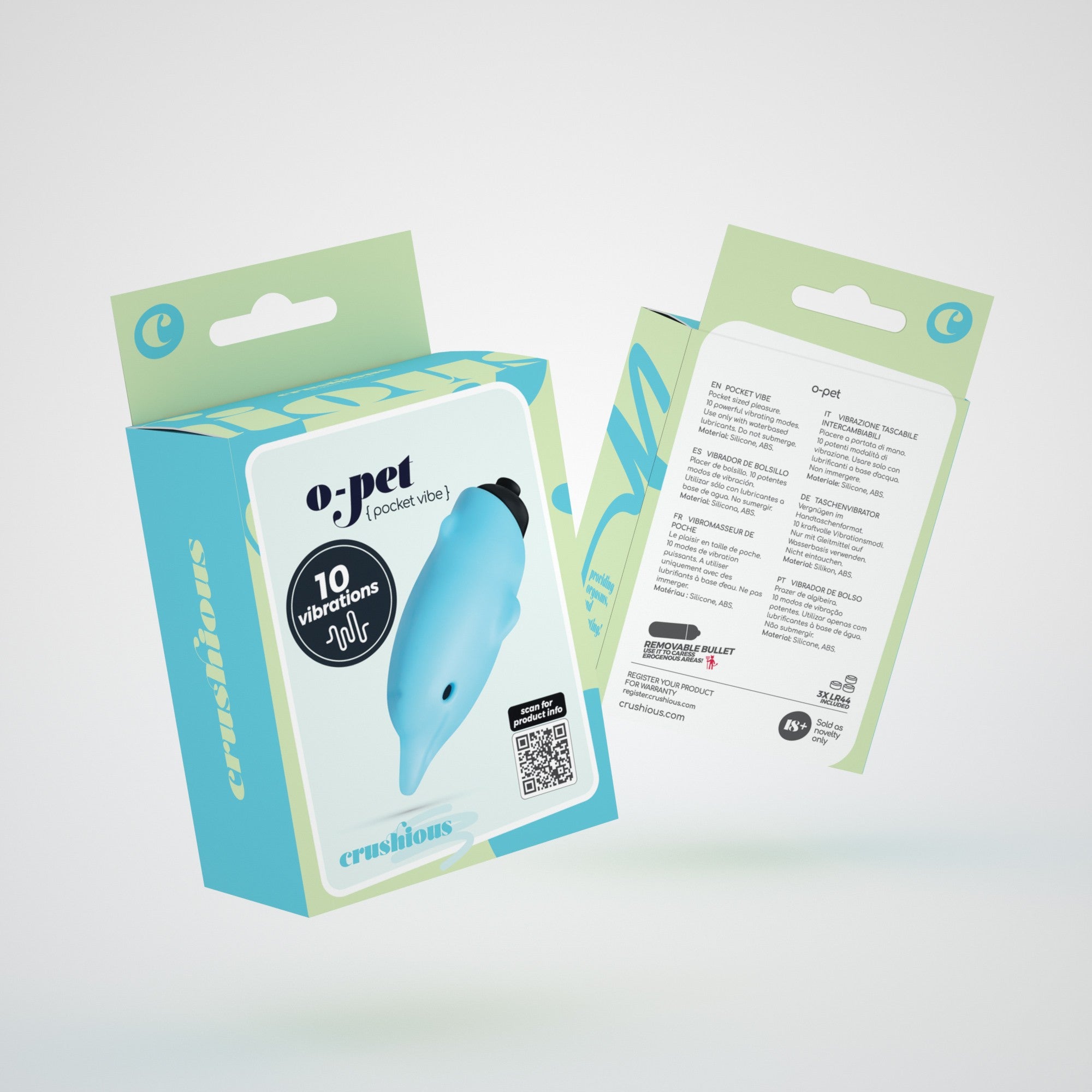 CRUSHIOUS | O-Pet Dolphin – Mini Vibrator 10 Vibration Modes 9.2 cm