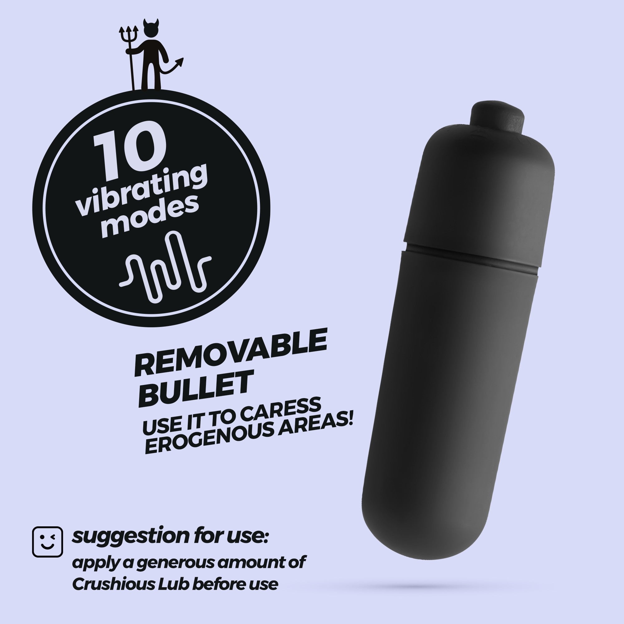 CRUSHIOUS | O-Pet Devil – Mini Vibrator 10 Vibration Modes 9.2 cm