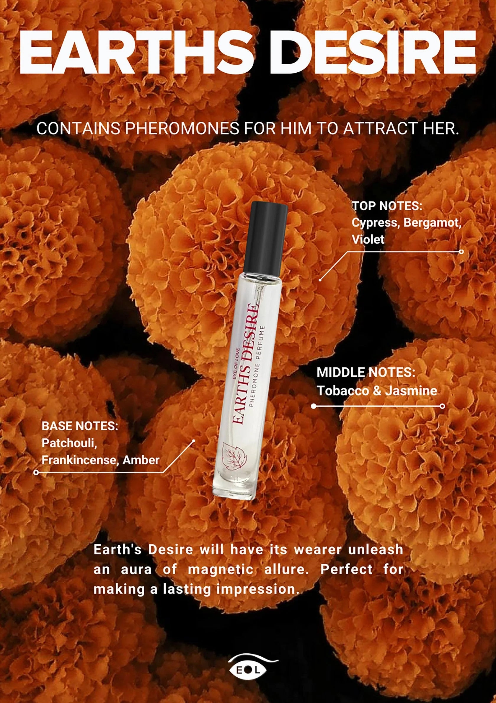 EYE OF LOVE | Bloom – Pheromone Cologne Attract Her – Earth's Desire – 10 ml / 30 ml