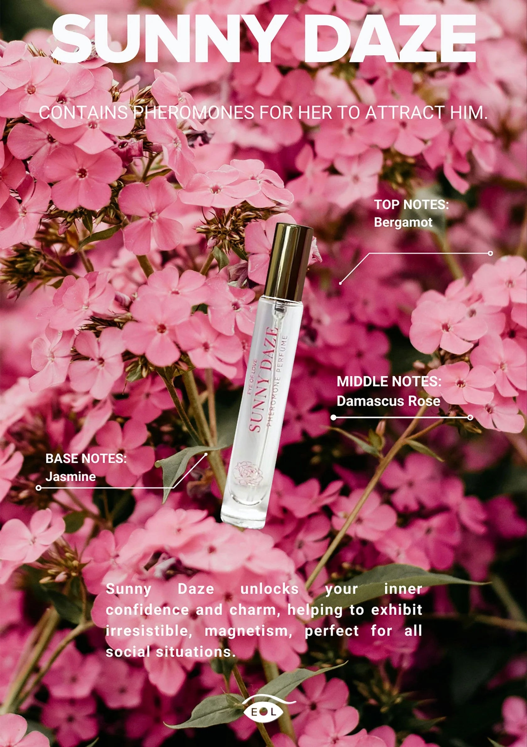 Eye of Love | Bloom – Feromonihajuvesi Attract Him – 10 ml & 30 ml (Sunny Daze & Lilac Dream)