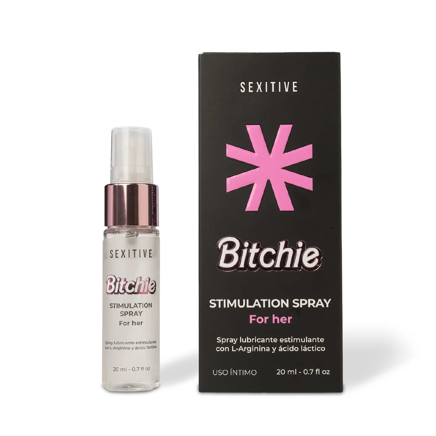 SEXITIVE | Bitchie – Moniorgasmiseen stimulointiin tarkoitettu liukuvoidesuihke L-arginiinilla ja maitohapolla – 20 ml
