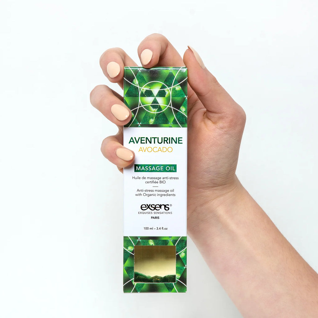 EXSENS | Aventurine & Avocado – Органическое масло для тела и массажа с кусочками авантюрина – 100 мл