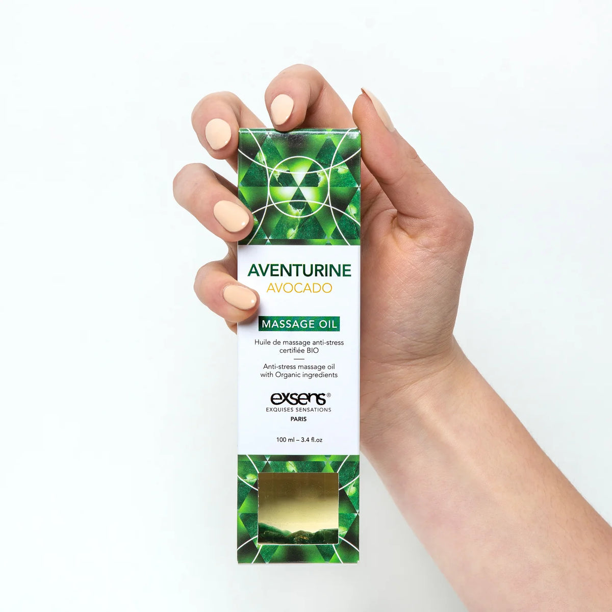 EXSENS | Aventurine & Avocado – Органическое масло для тела и массажа с кусочками авантюрина – 100 мл