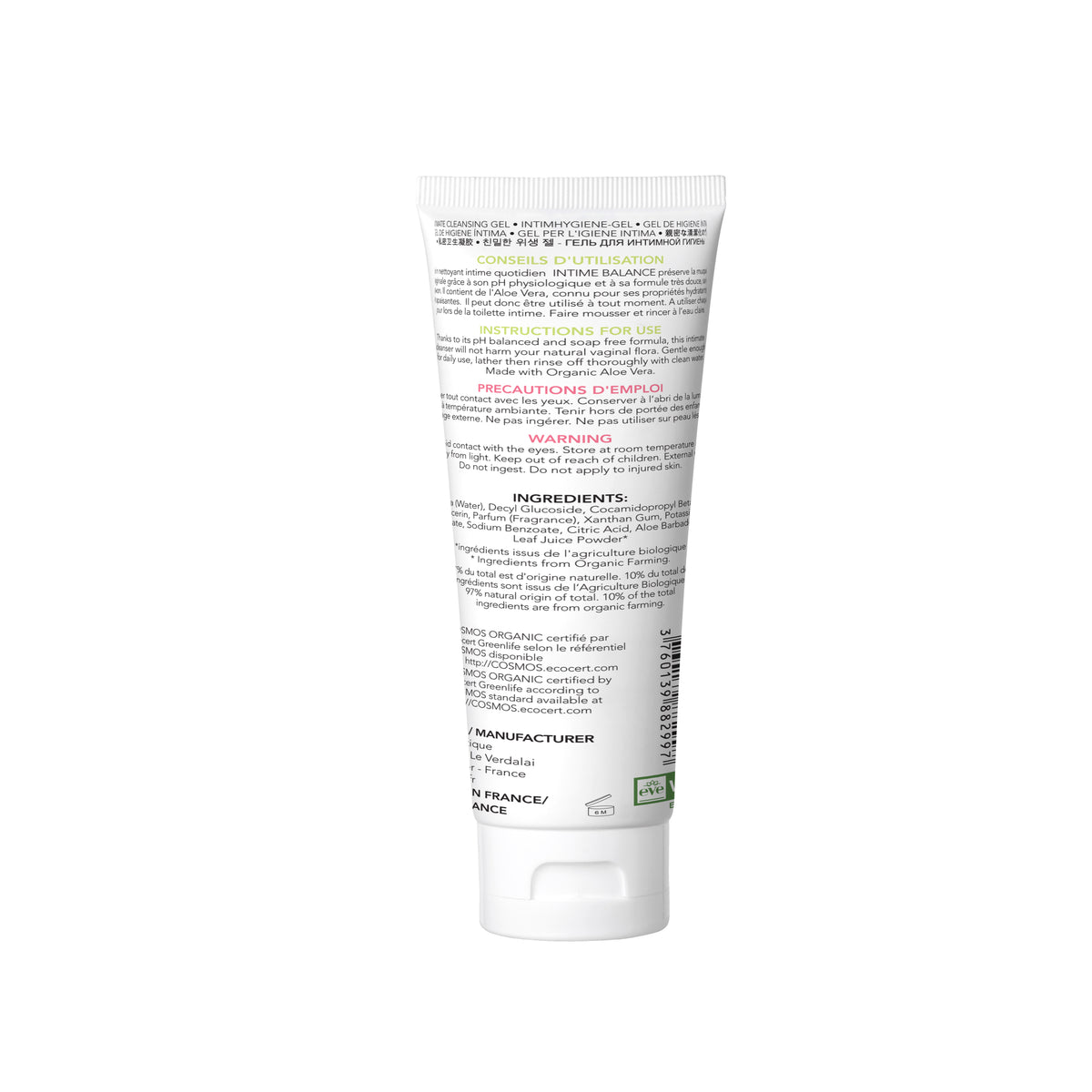 EXSENS | Intime Balance – Luomu-aaloella intiimipesugeeli – 100 ml