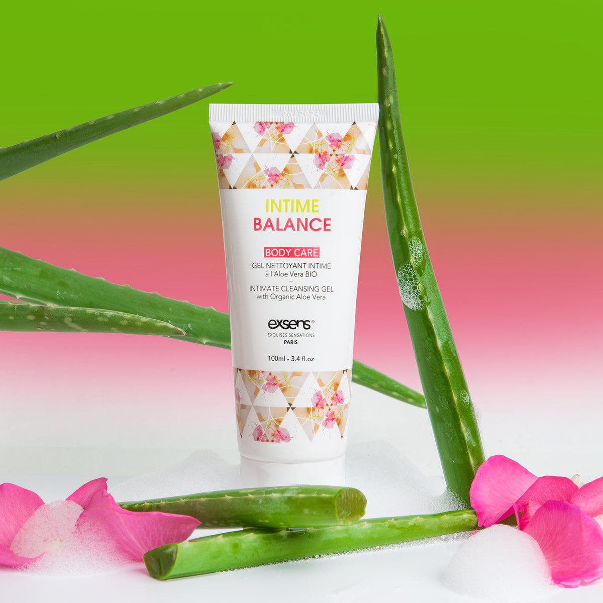 EXSENS | Intime Balance – Luomu-aaloella intiimipesugeeli – 100 ml