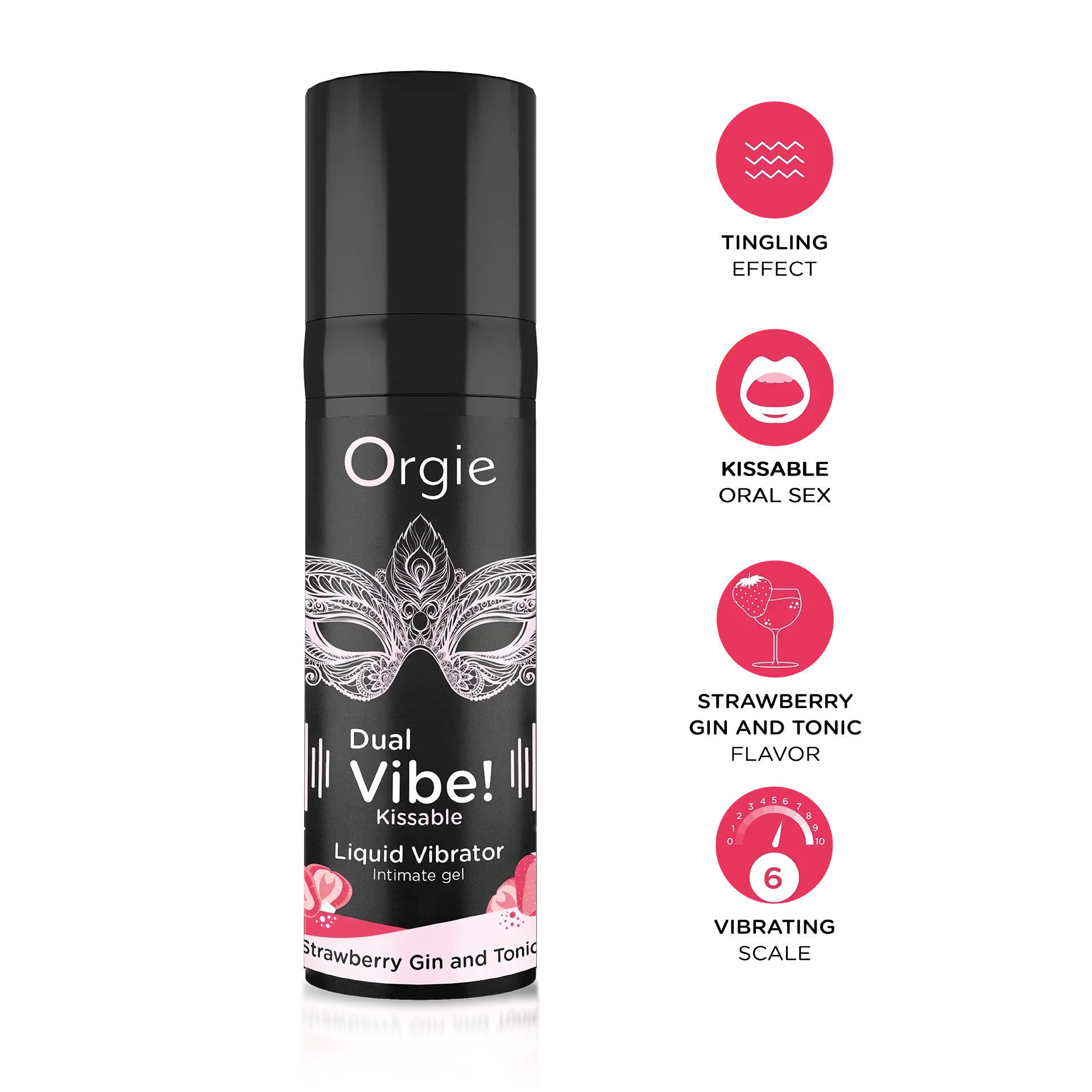 ORGIE | Dual Vibe! Gin & Tonic Strawberry Kissable Vibrator Gel – Level 6