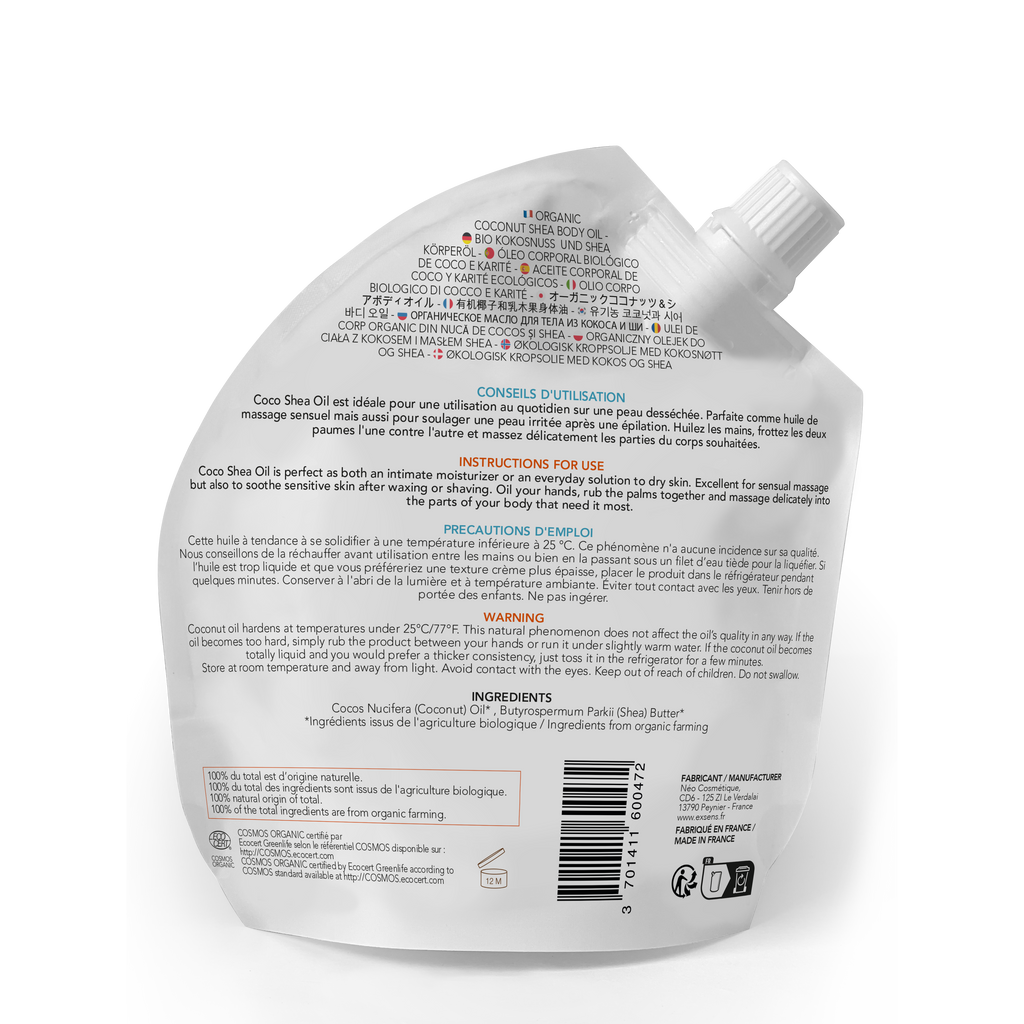 EXSENS | Coco Shea Oil – 100% Organic Coconut & Shea Nourishing Body Oil – 250 ml